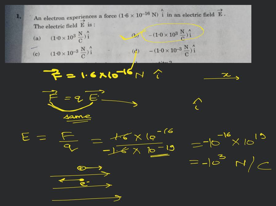 an-electron-experiences-a-force-1-6-10-16-n-i-in-an-electric-field-e-t
