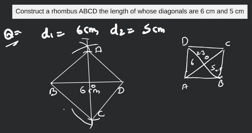 Construct a rhombus the lengths of whose diagonals are 6 cm and 8 cm.