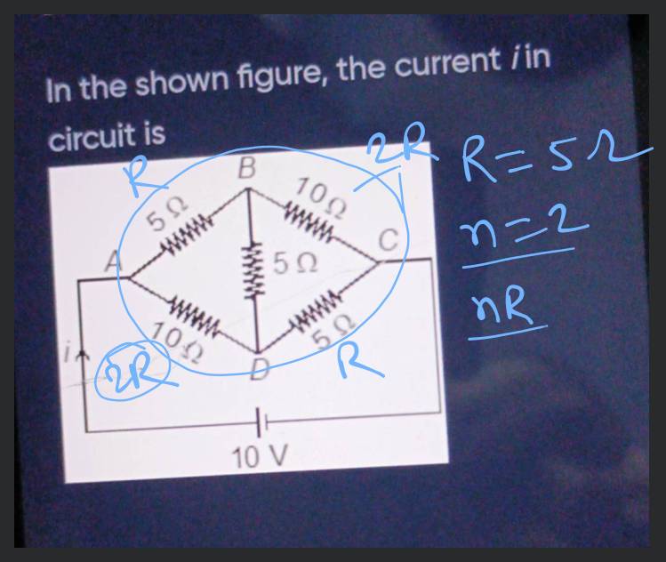 In the shown figure, the current i in circuit is Filo