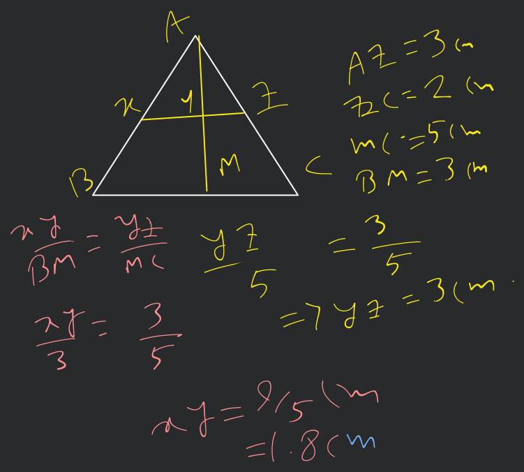 In The Given Figure XZ Is Parallel To BC AZ 3 Cm ZC 2 Cm BM 3 Cm And MC in-the-given-figure-xz-is-parallel-to-bc-az-3-cm-zc-2-cm-bm-3-cm-and-mc