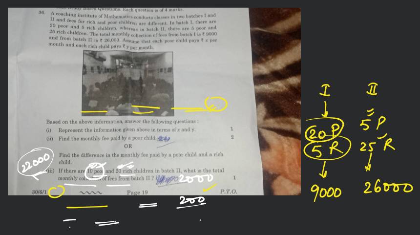 36. A coaching institute of Mathematics conducts classes in two batches I..