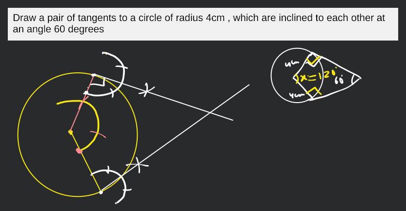 Draw a circle with radius 4.2 cm . Construct tangents to the circle fr