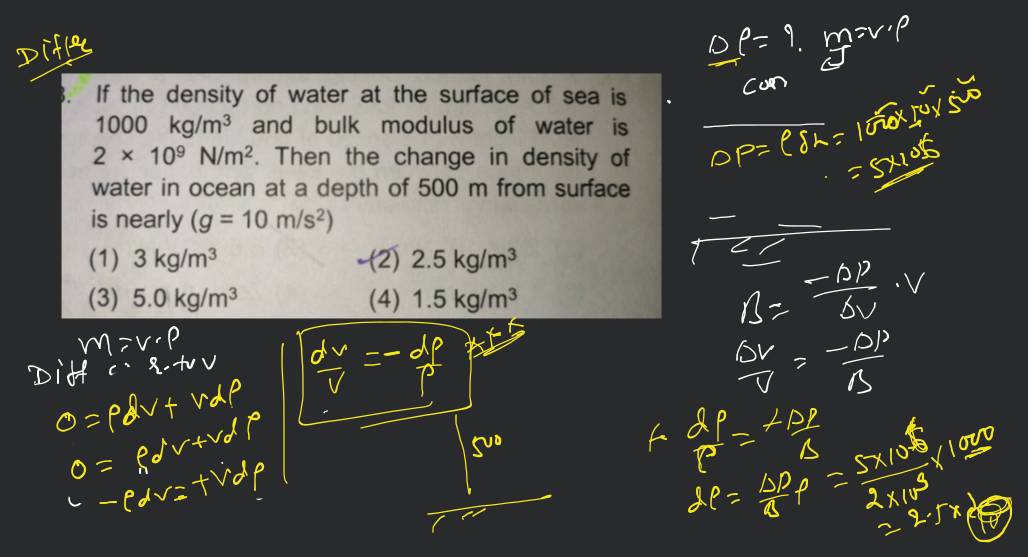 Density of water in kg per 2025 metre cube