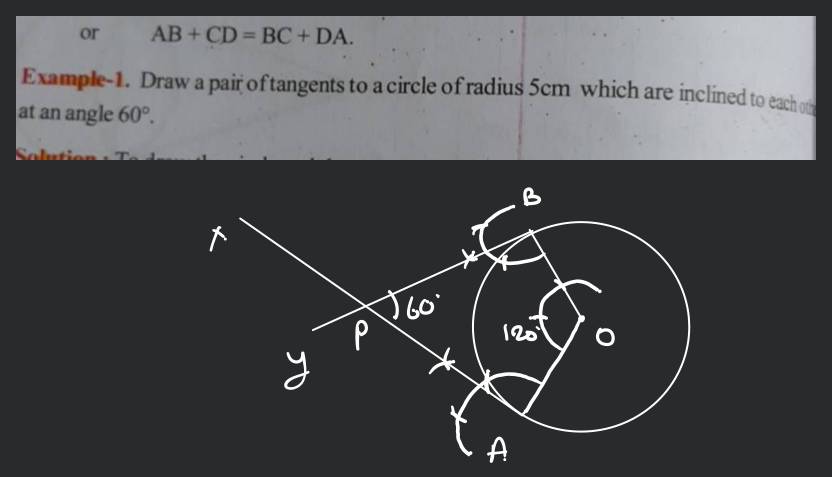 Draw a pair of tangents to a circle of radius 4.5 cm which is inclined to  rach other at an angle of 45 - Brainly.in