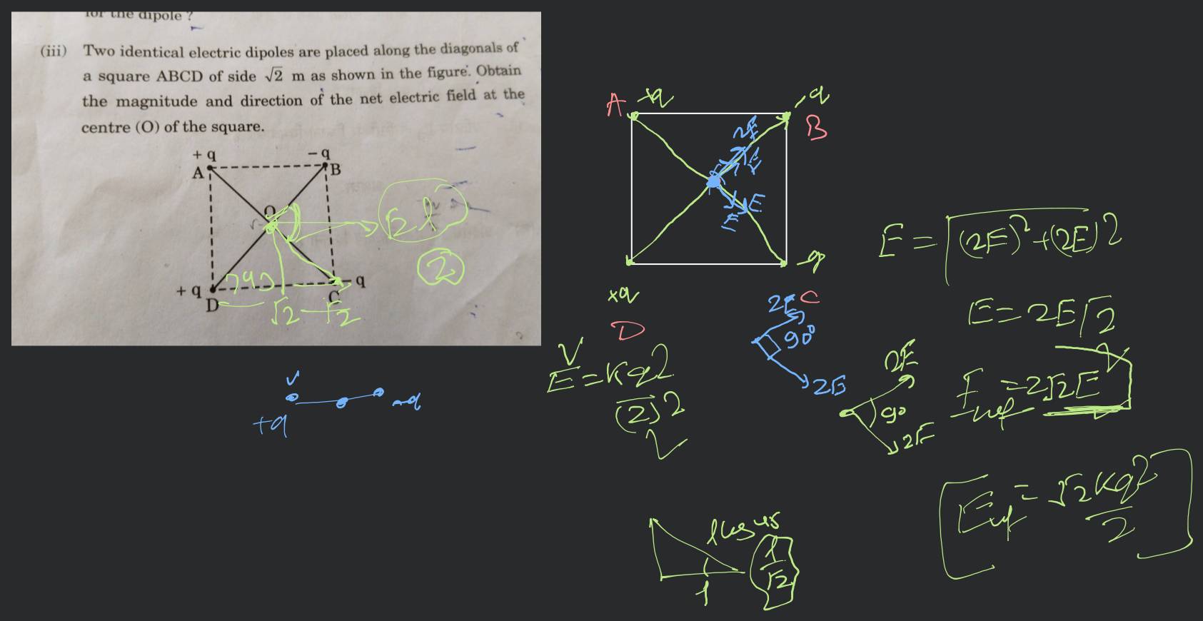 For The Dipole iii Two Identical Electric Dipoles Are Placed Along The for-the-dipole-iii-two-identical-electric-dipoles-are-placed-along-the