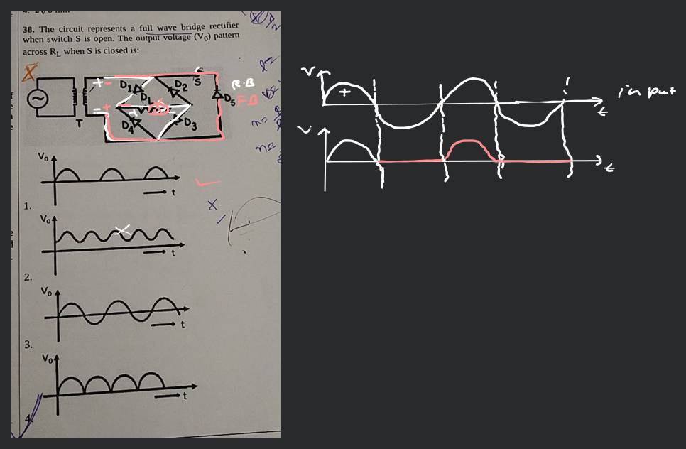 39.The circuit represents a full wave bridge rectifier when switch S is