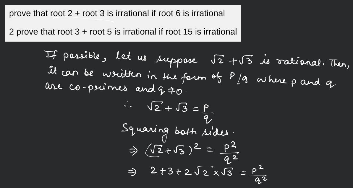 prove under root 2 under root 3 is irrational