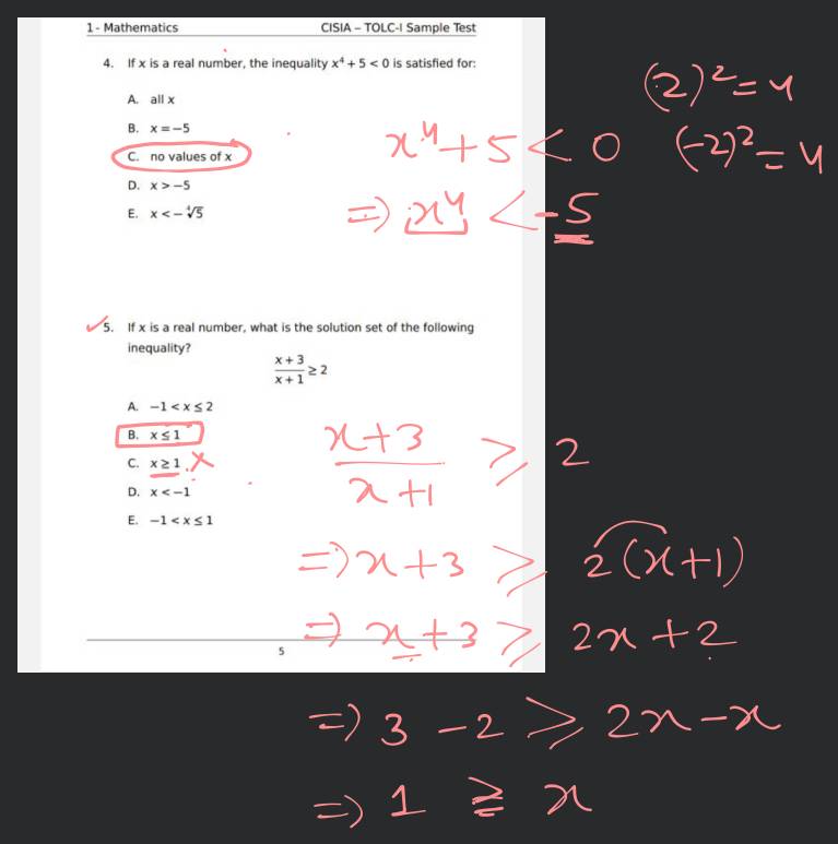 1- Mathematics CISIA - TOLC-I Sample Test 4. If x is a real number, the i..