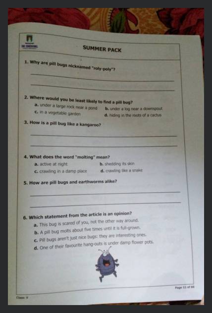 How Is A Pill Bug Like A Kangaroo? 4. What Does The Word "Molting.