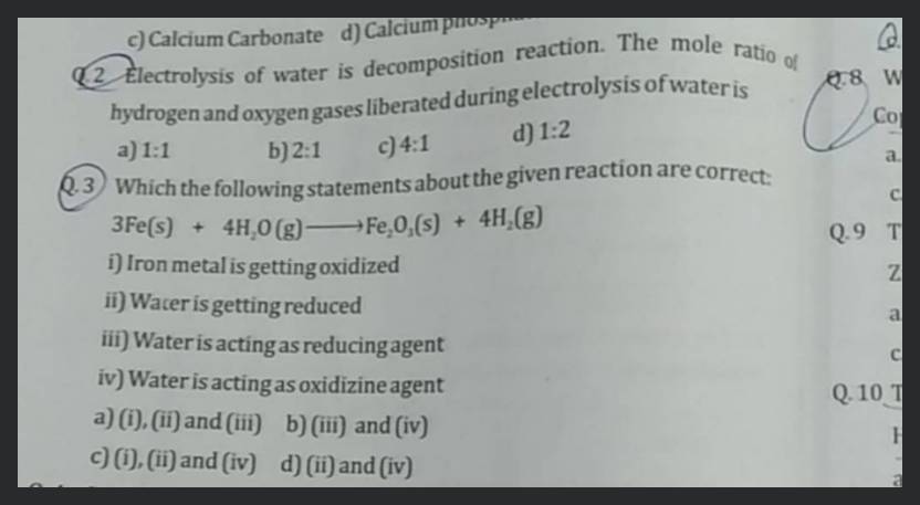 decomposition reaction of water