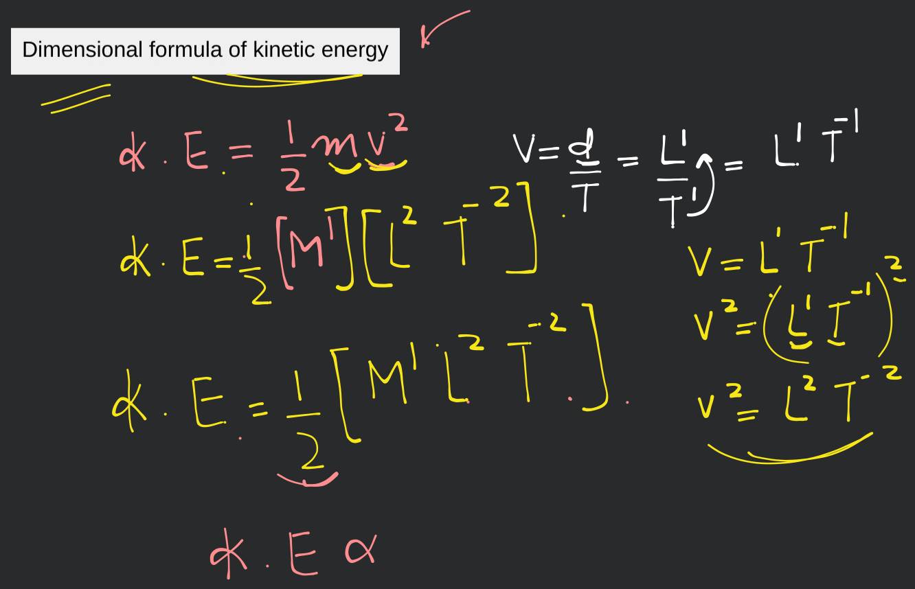 Dimensional formula of kinetic energy | Filo