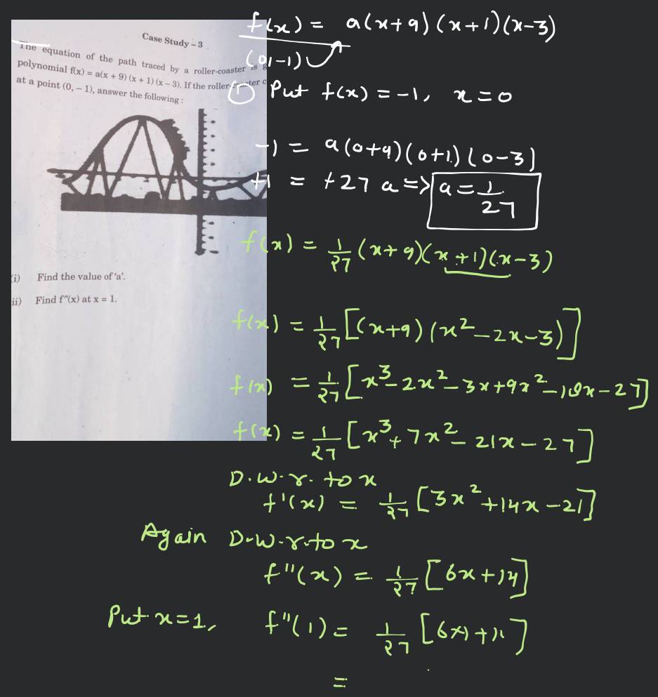 Case Study 338. The equation of the path traced by a rollercoaster is