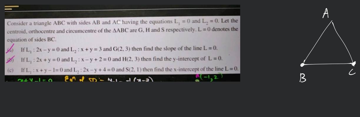 Consider a triangle ABC with sides AB and AC having the equations