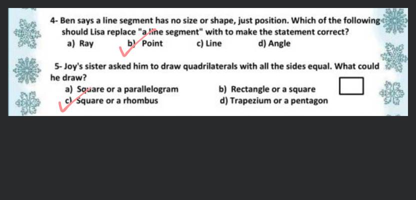 5 Joy s sister asked him to draw quadrilaterals with all the