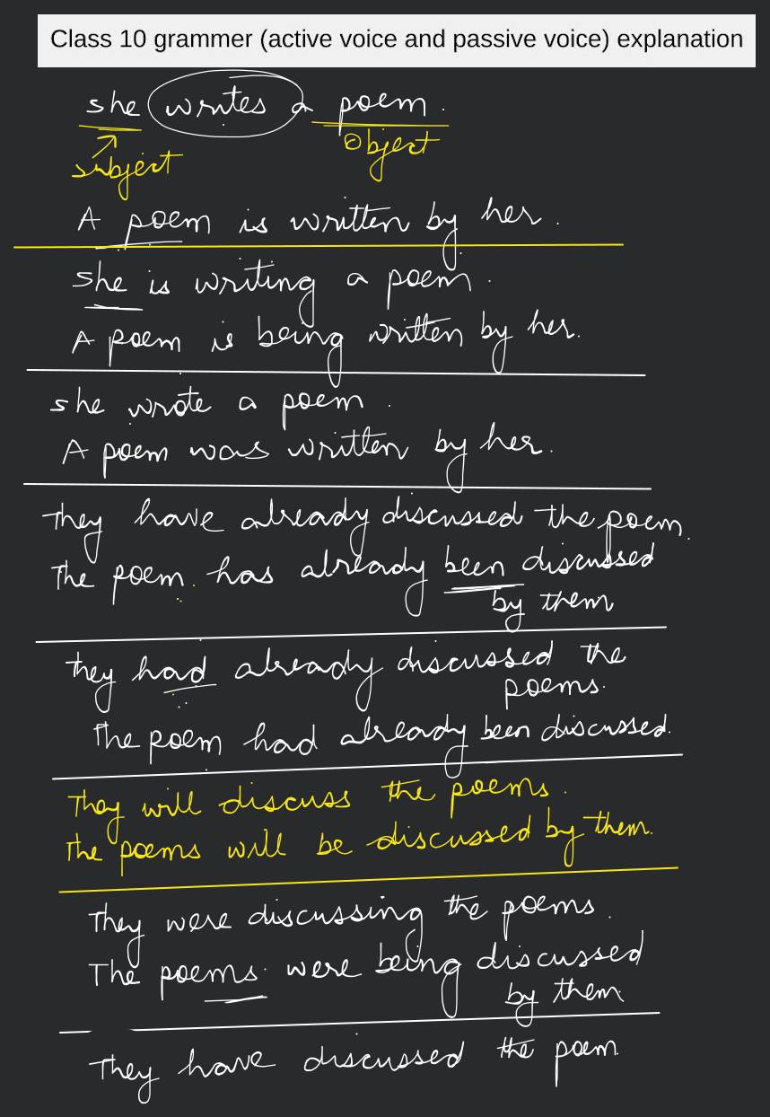 active and passive voice examples with answers class 10