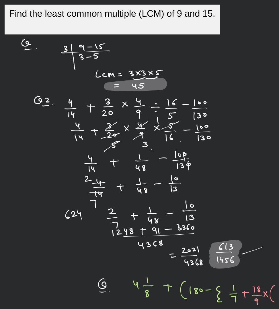 Find the least common multiple (LCM) of 9 and 15. | Filo