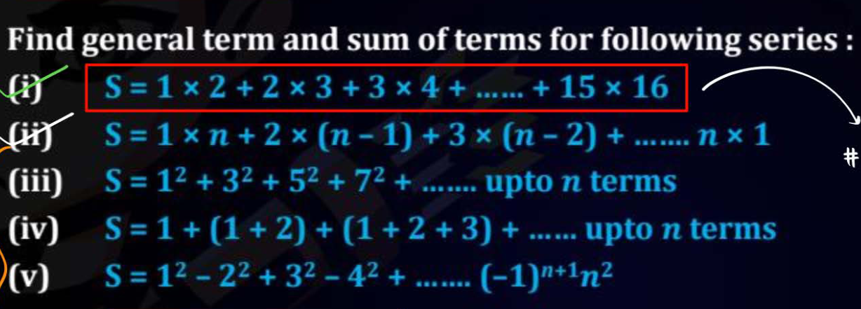 Find general term and sum of terms for following series :