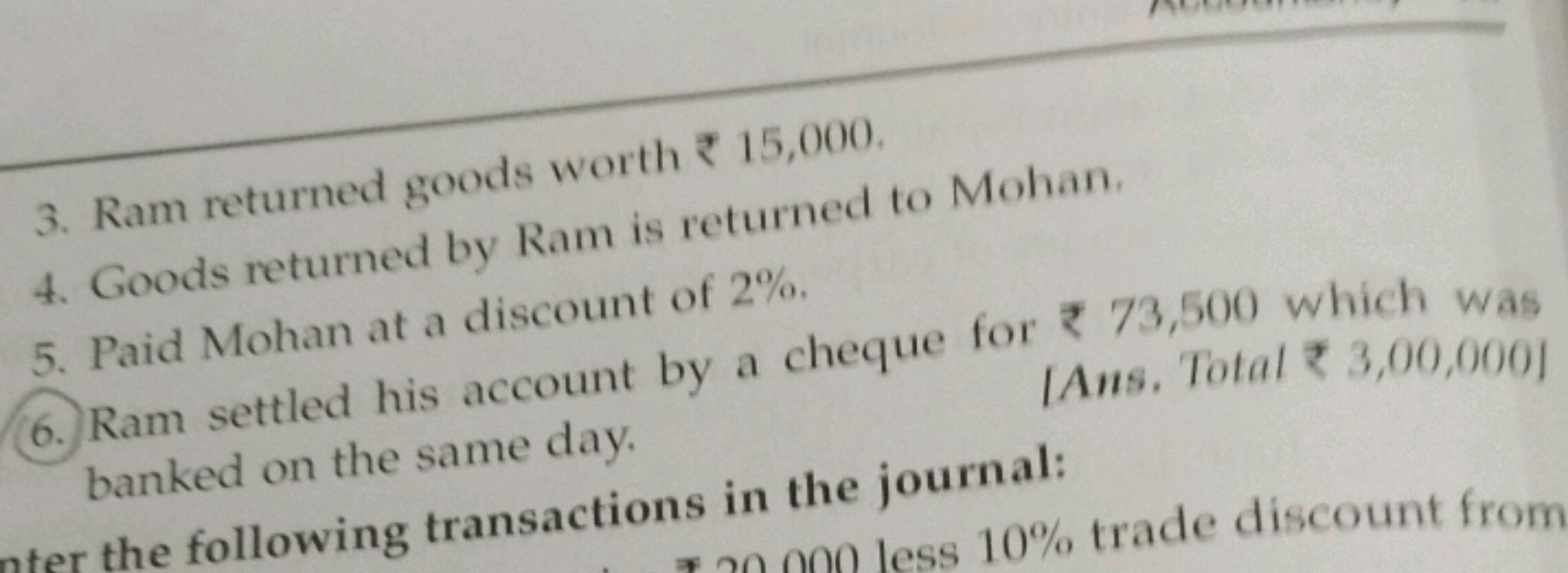 3. Ram returned goods worth ₹ 15,000 .
4. Goods returned by Ram is ret