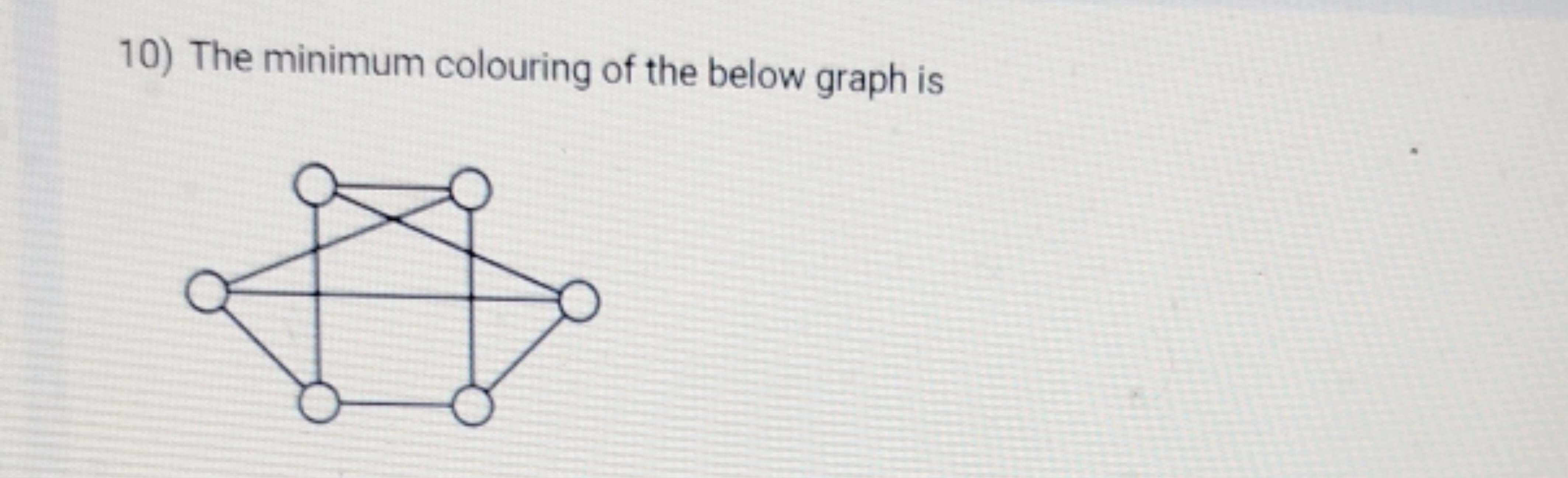 10) The minimum colouring of the below graph is
C1OC23OOC2(O1)O3