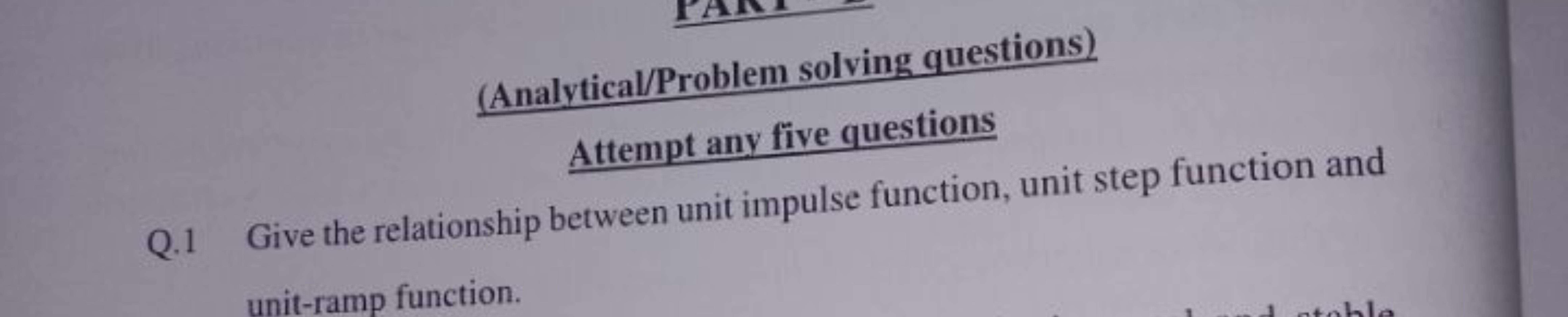 (Analytical/Problem solving questions)
Attempt any five questions
Q. 1