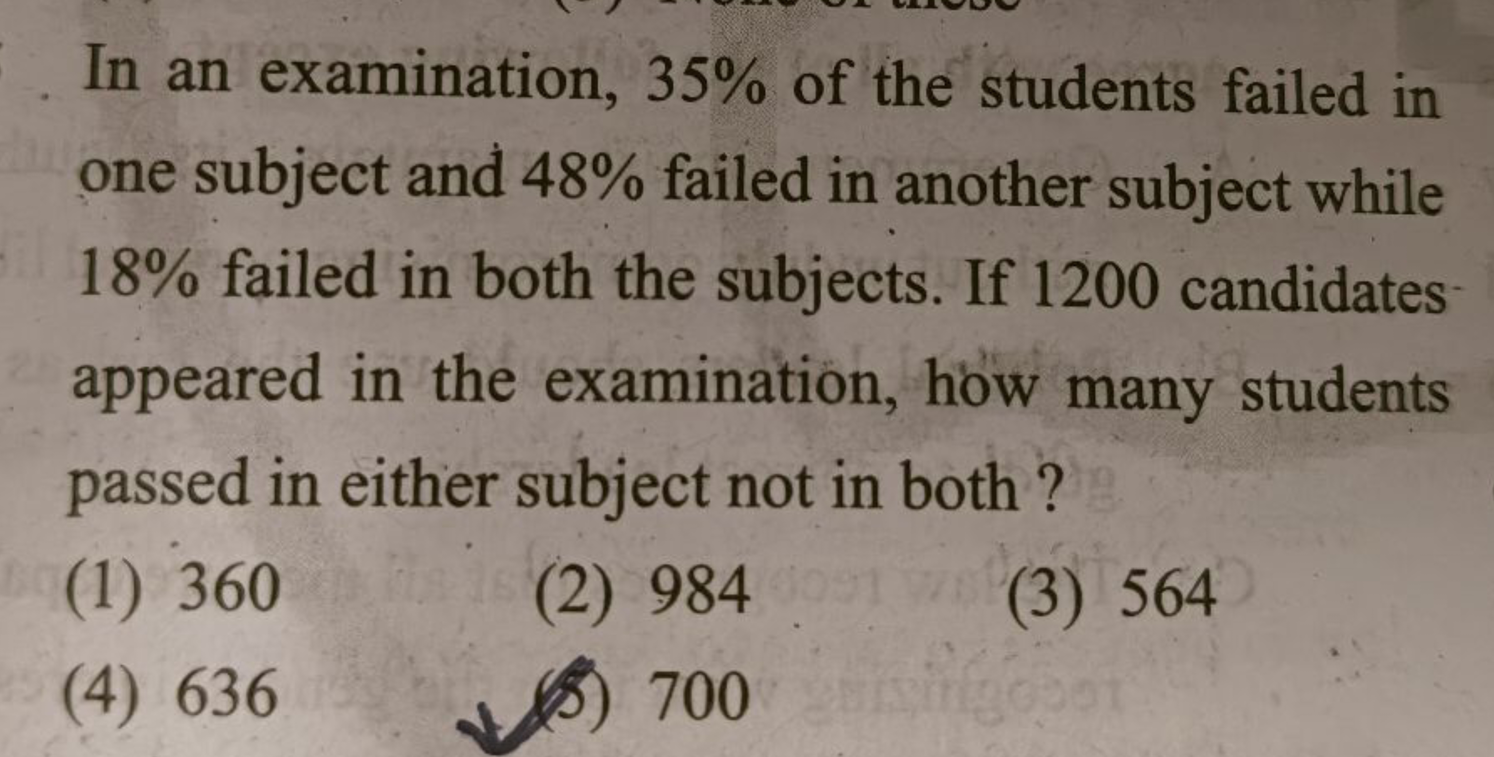 In an examination, 35% of the students failed in one subject and 48% f