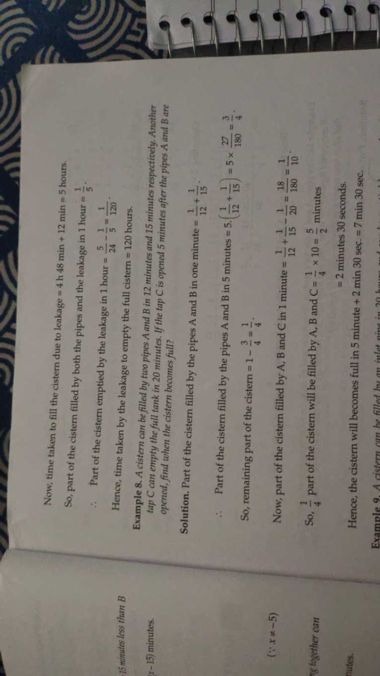 15 minutes less than B
(x−15) minutes.
(∵x=−5)
ng together can
Now, t