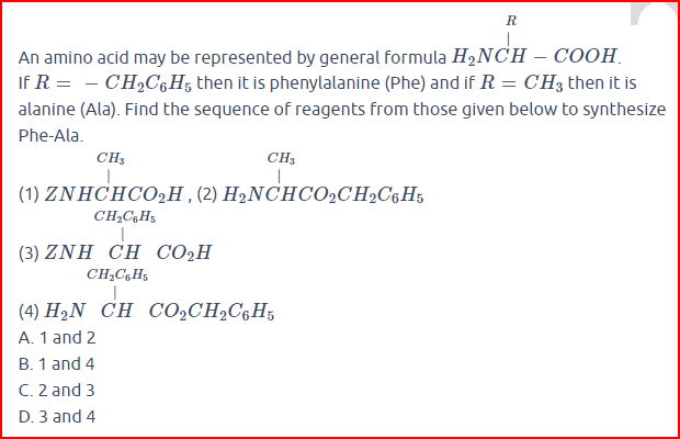 An amino acid may be represented by general formula H2​NCH−lCOOH. If R