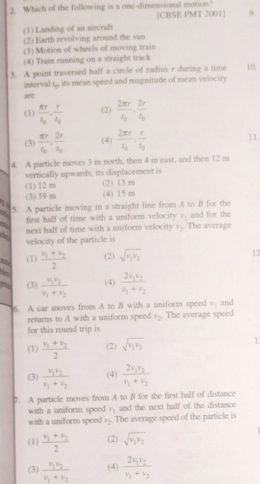 2. Which of the following is a one-dimensional motion?
[CBSE PMT 2001]