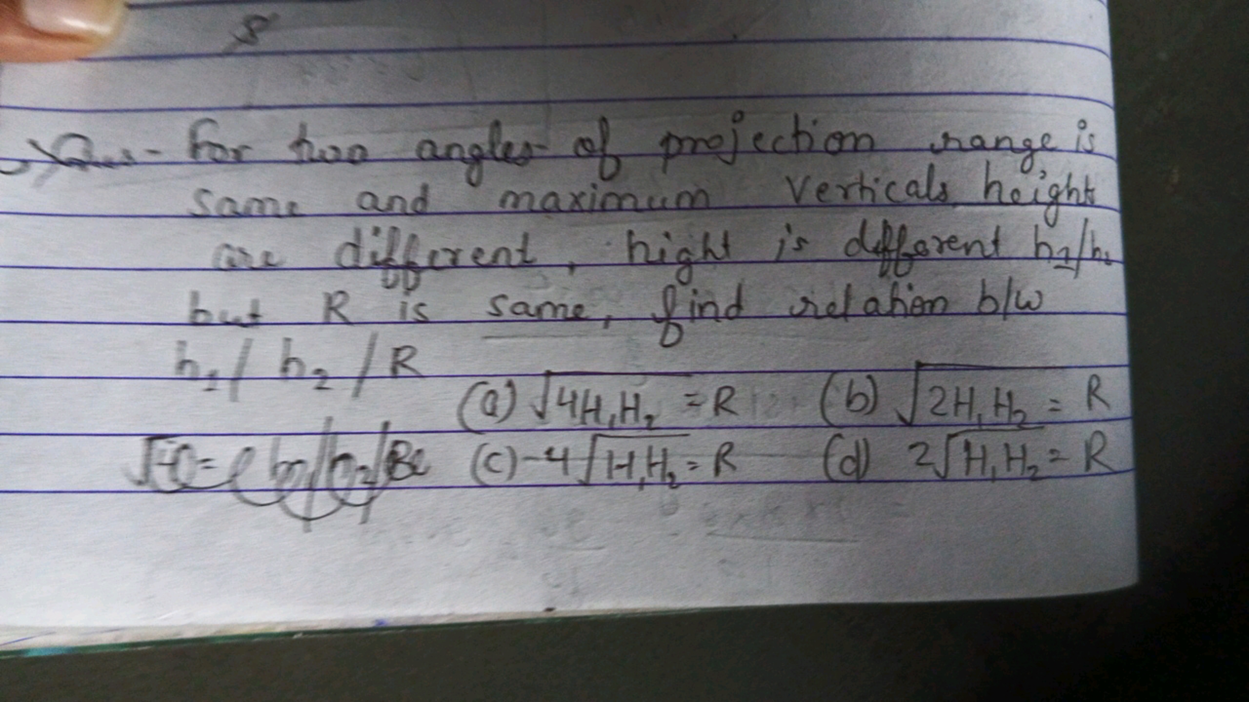 Nus - For two angles of projection range is same and maximum verticals