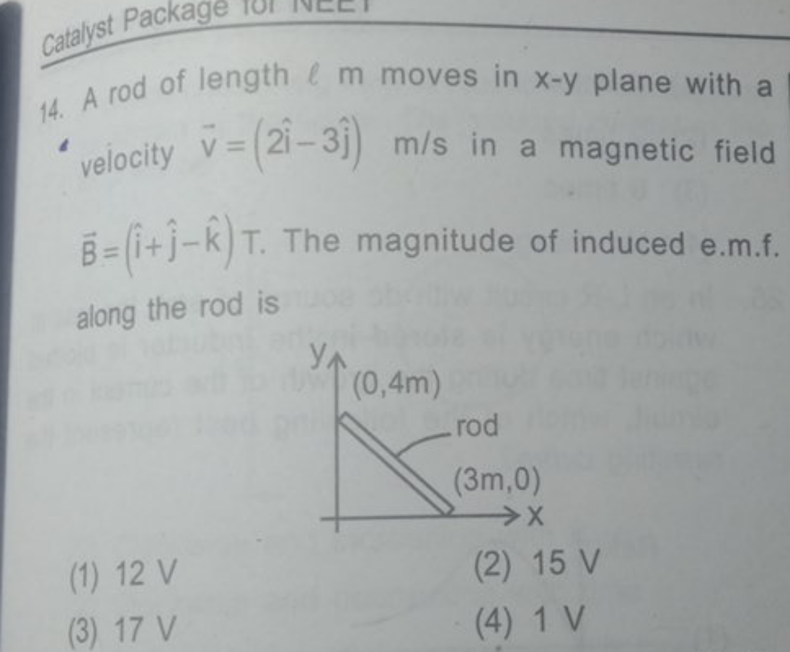 catalyst Package ior
14. A rod of length ℓm moves in x−y plane with a 