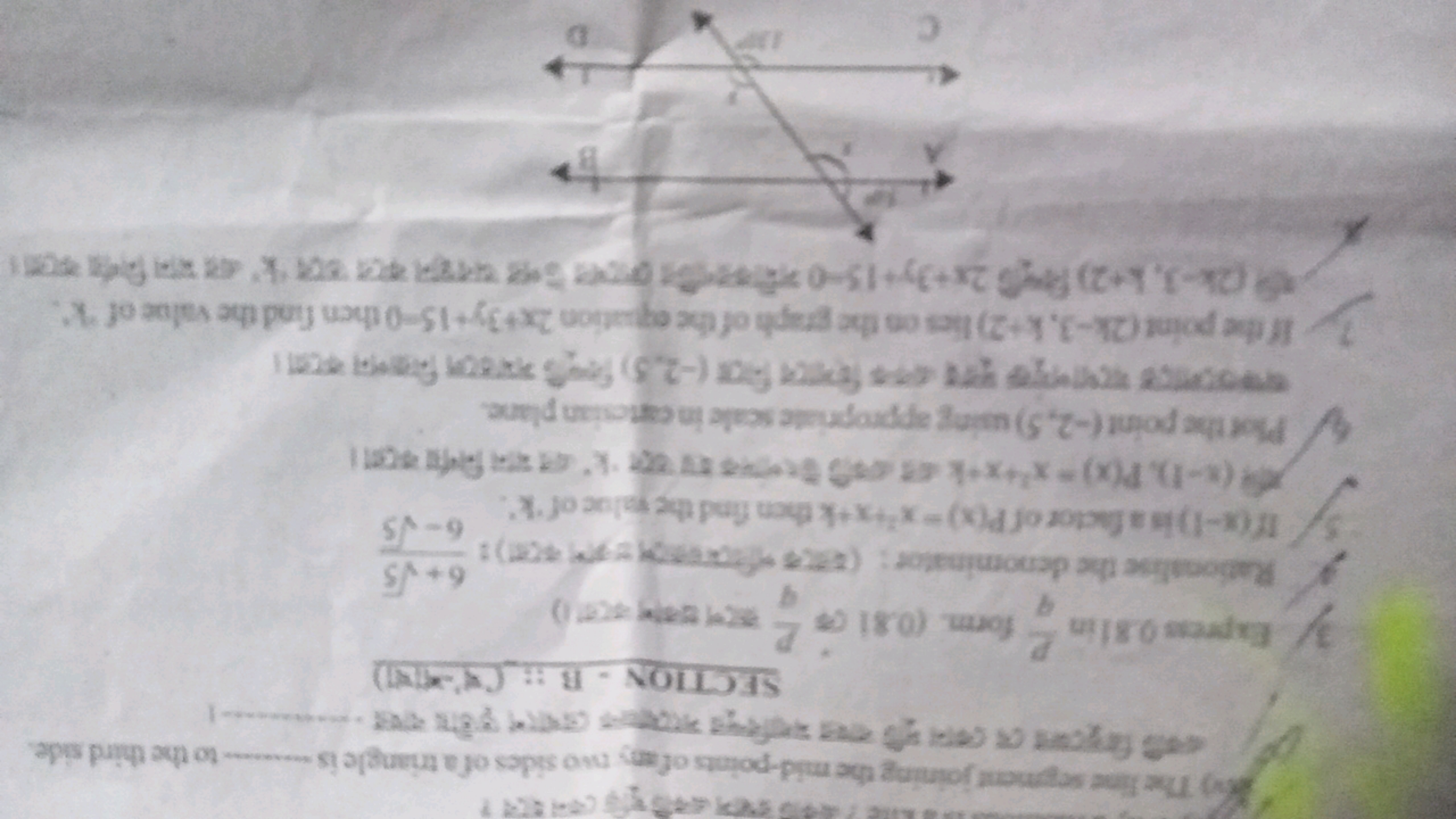 (Wv) The line segment joining the mid-points of any, two sides of a tr