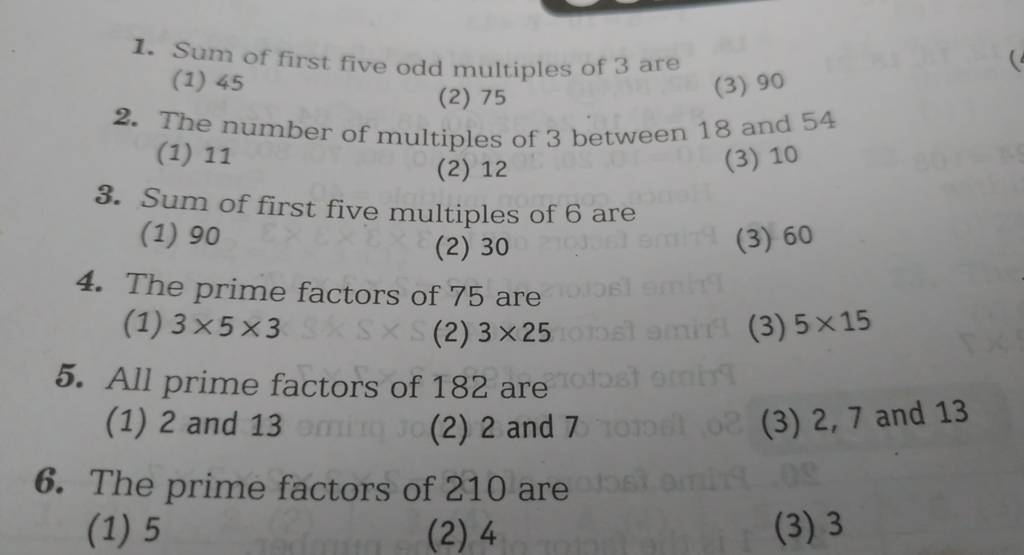 Sum of first five multiples of 6 are