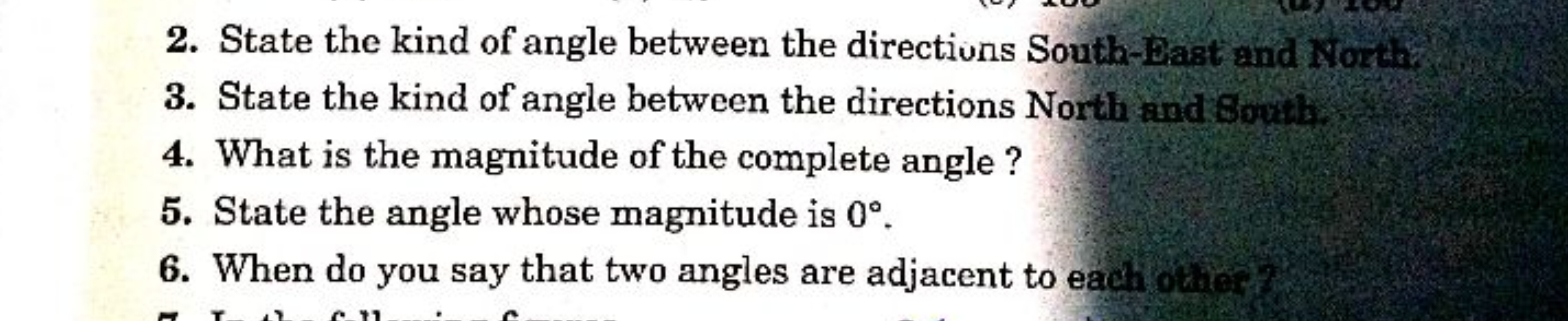 2. State the kind of angle between the directions South-East and North