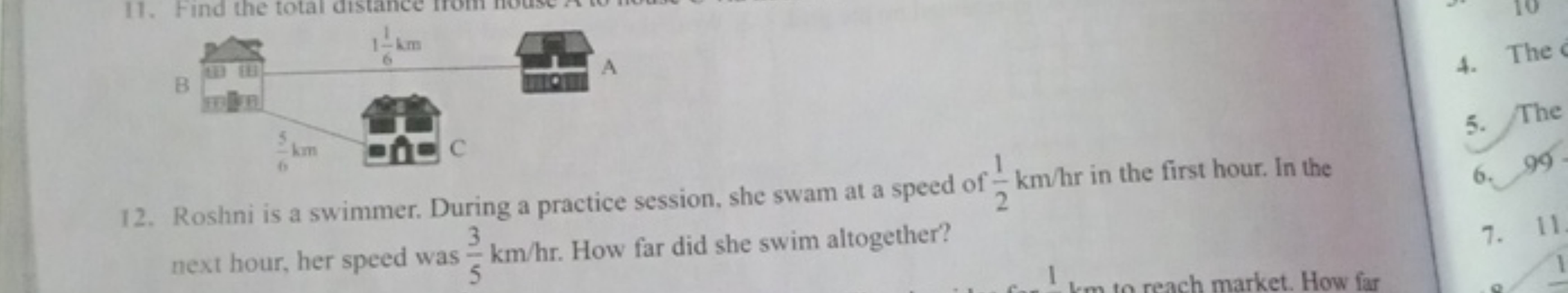 12. Roshni is a swimmer. During a practice session, she swam at a spee