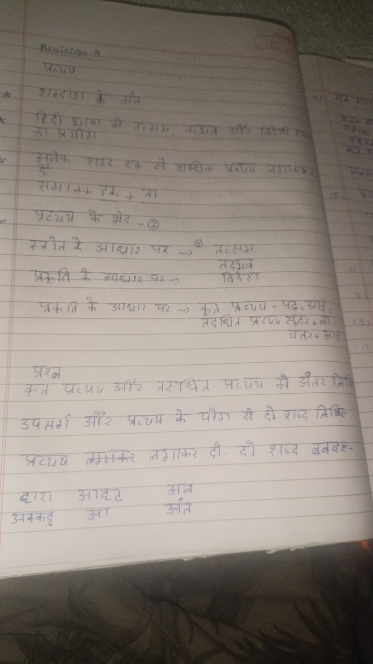 Revision 9
प्रत्यय
शब्दांश के अंत
हिदी थाषा मे त्मम नट्मव और विदेशी गे