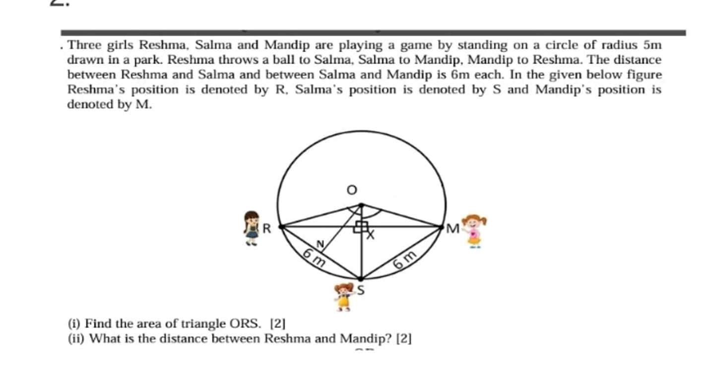 . Three girls Reshma, Salma and Mandip are playing a game by standing 