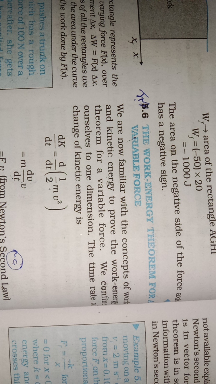 ctangle represents the varying force F(x), over ment Δx,ΔW=F(x)Δx. s o