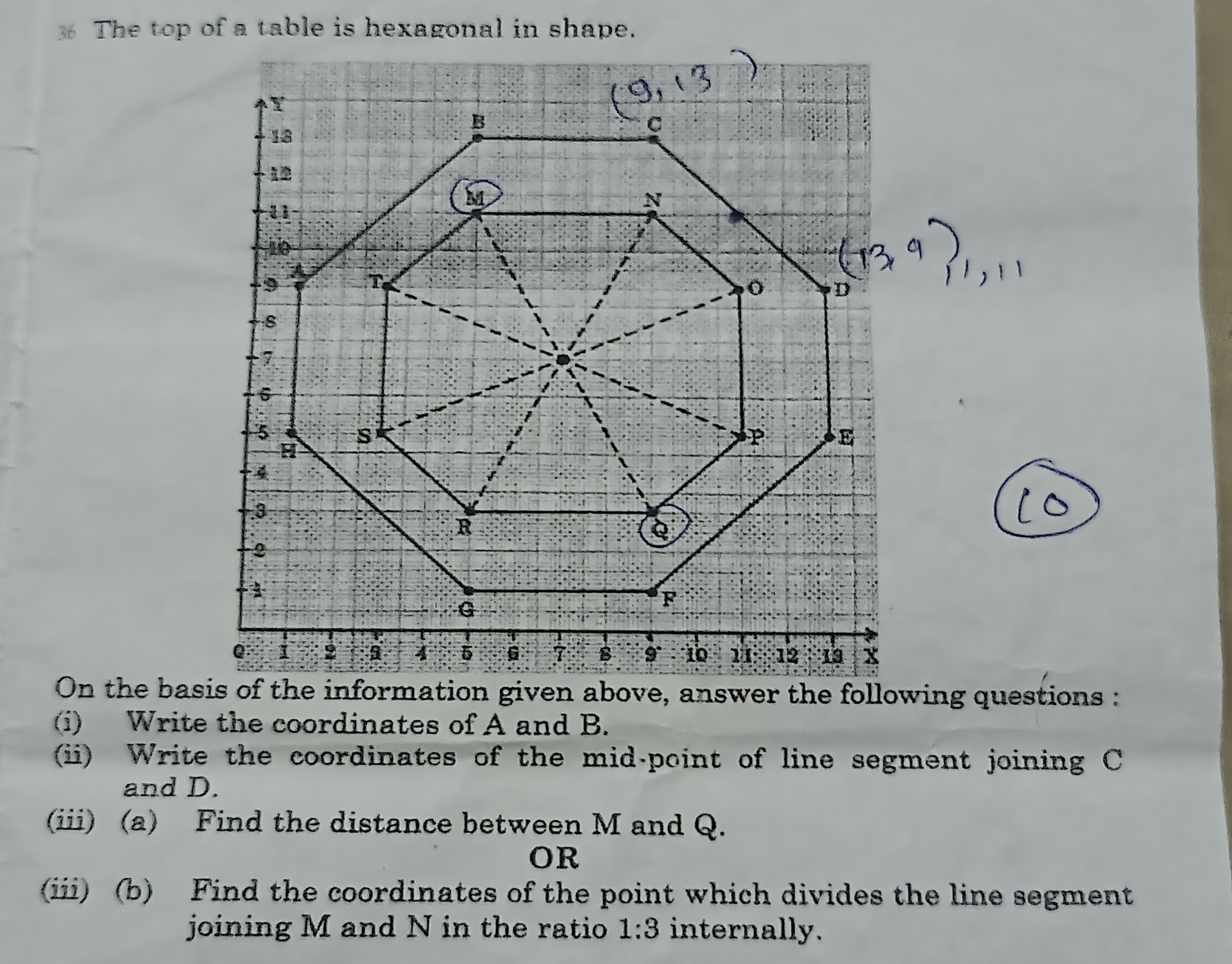 36 The top of a table is hexagonal in shape.

On the basis of the info