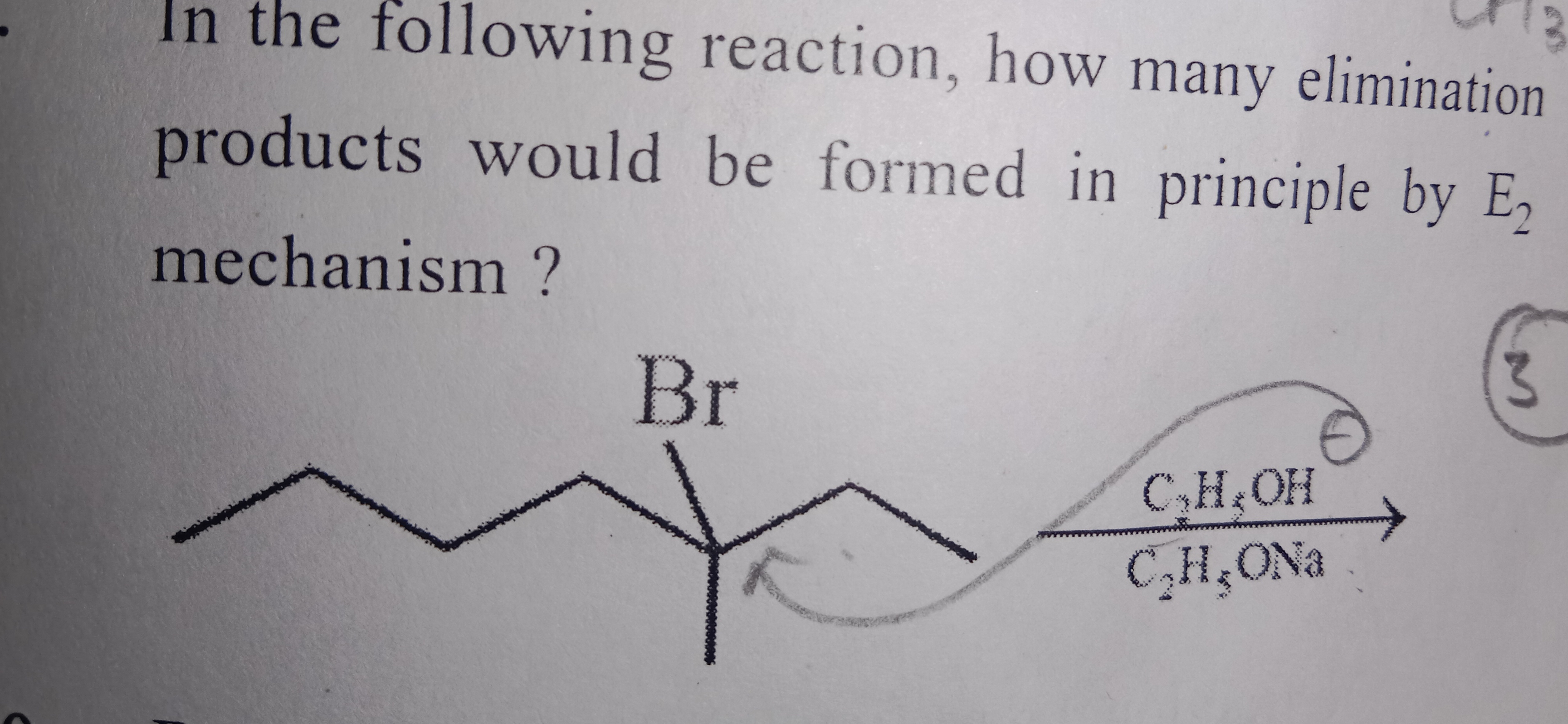 In the following reaction, how many elimination products would be form