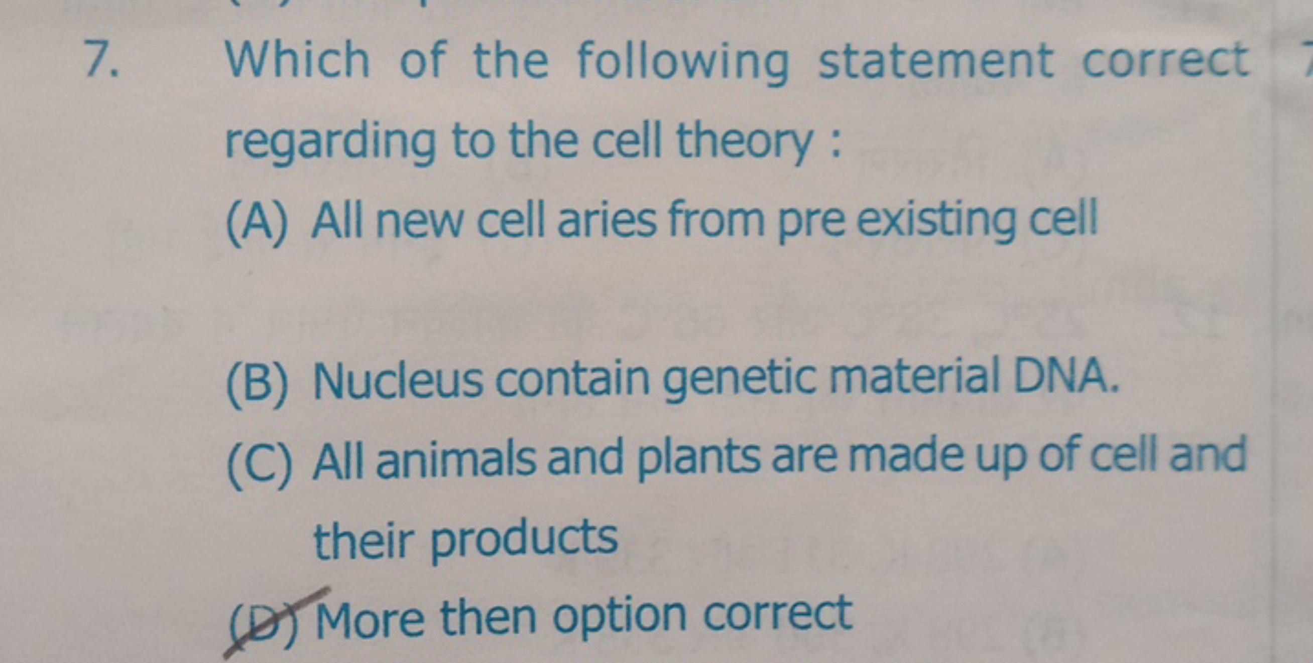 7. Which of the following statement correct regarding to the cell theo