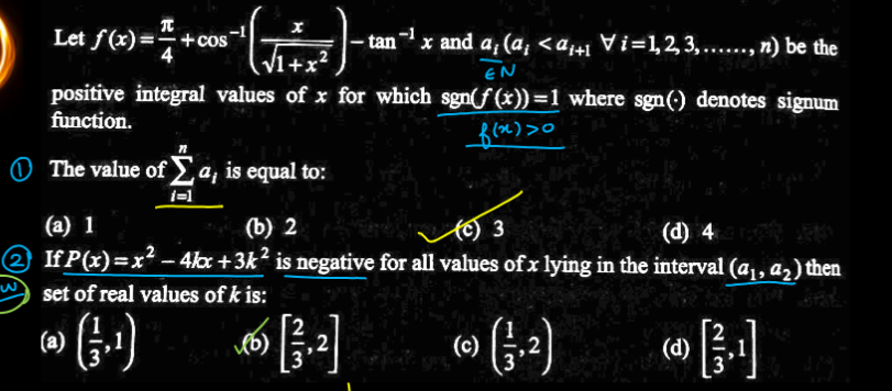 positive integral values of x for which sgn(f(x))=1 where sgn(⋅) denot