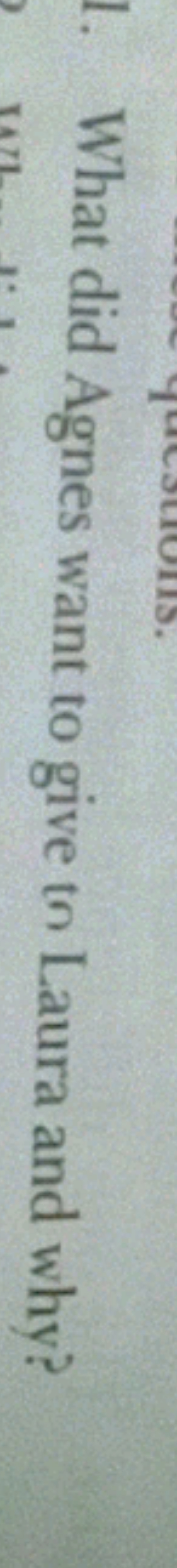 1. What did Agnes want to give in Laura and why?
