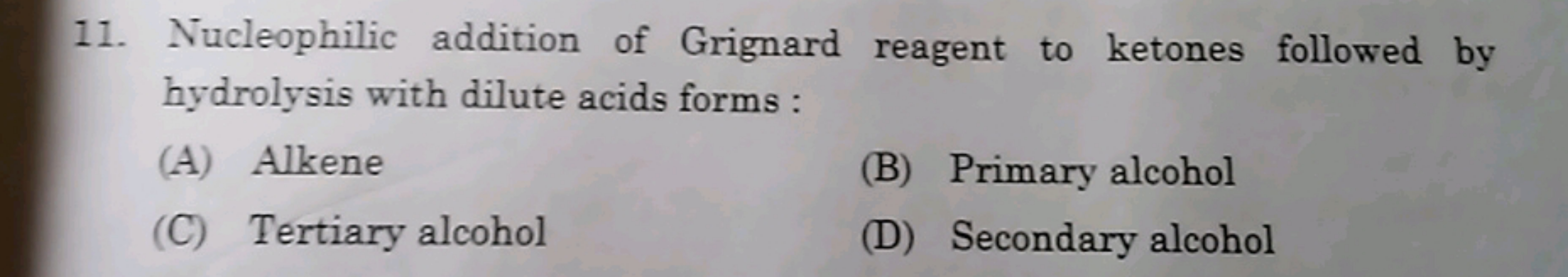 11. Nucleophilic addition of Grignard reagent to ketones followed by h