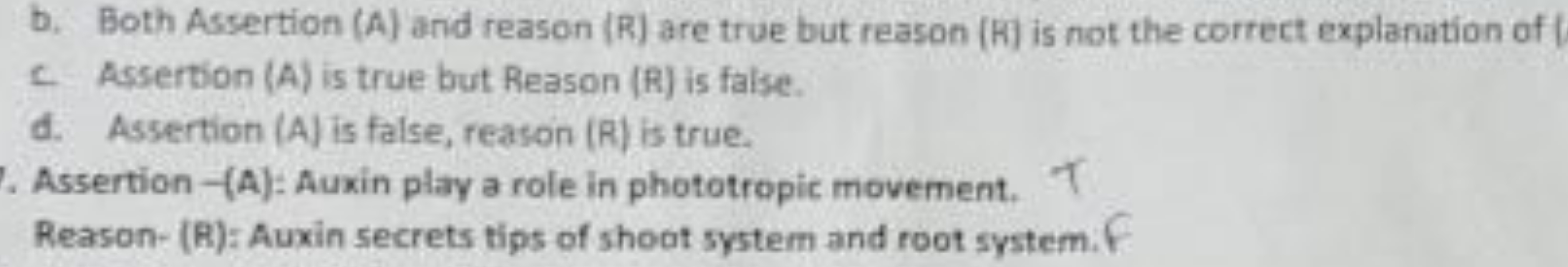 b. Both Assertion (A) and reason (R) are true but reason (A) is not th