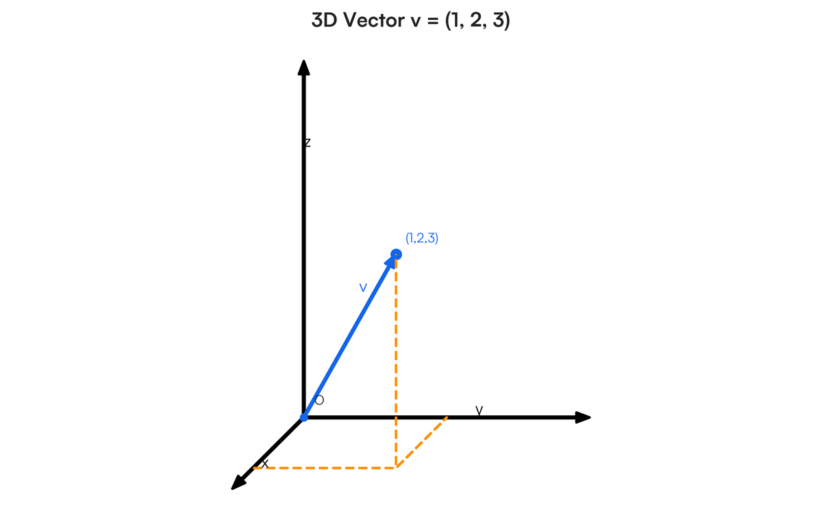 plot the vector (1,2,3) on a well labelled graph and explain how you plot..