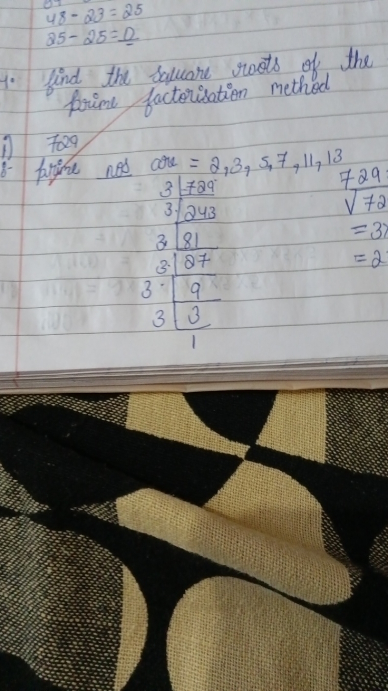 48−23=2525−25=D​​
4. Find the saluare roots of the prime factorisation