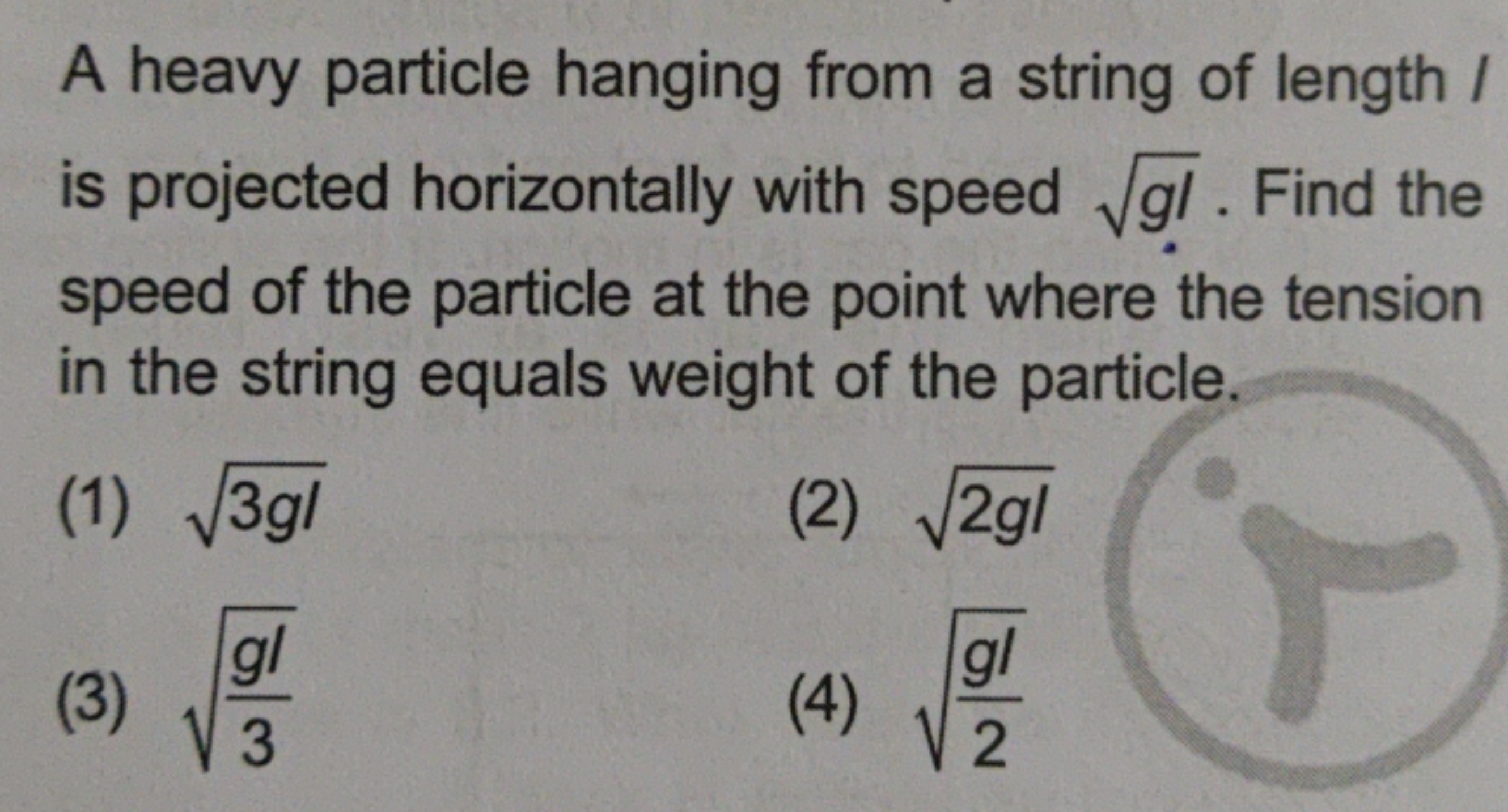 A heavy particle hanging from a string of length / is projected horizo