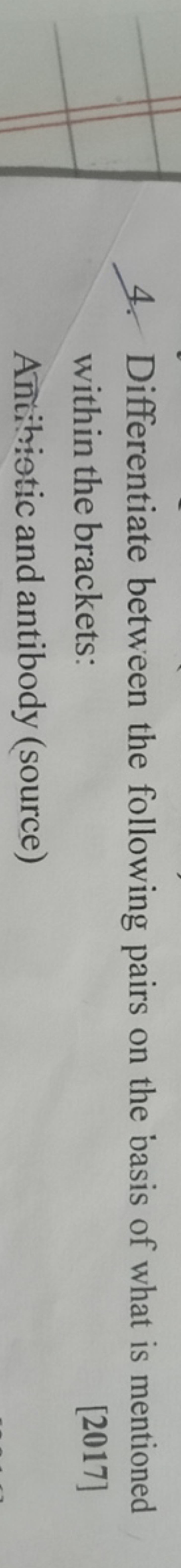 4. Differentiate between the following pairs on the basis of what is m