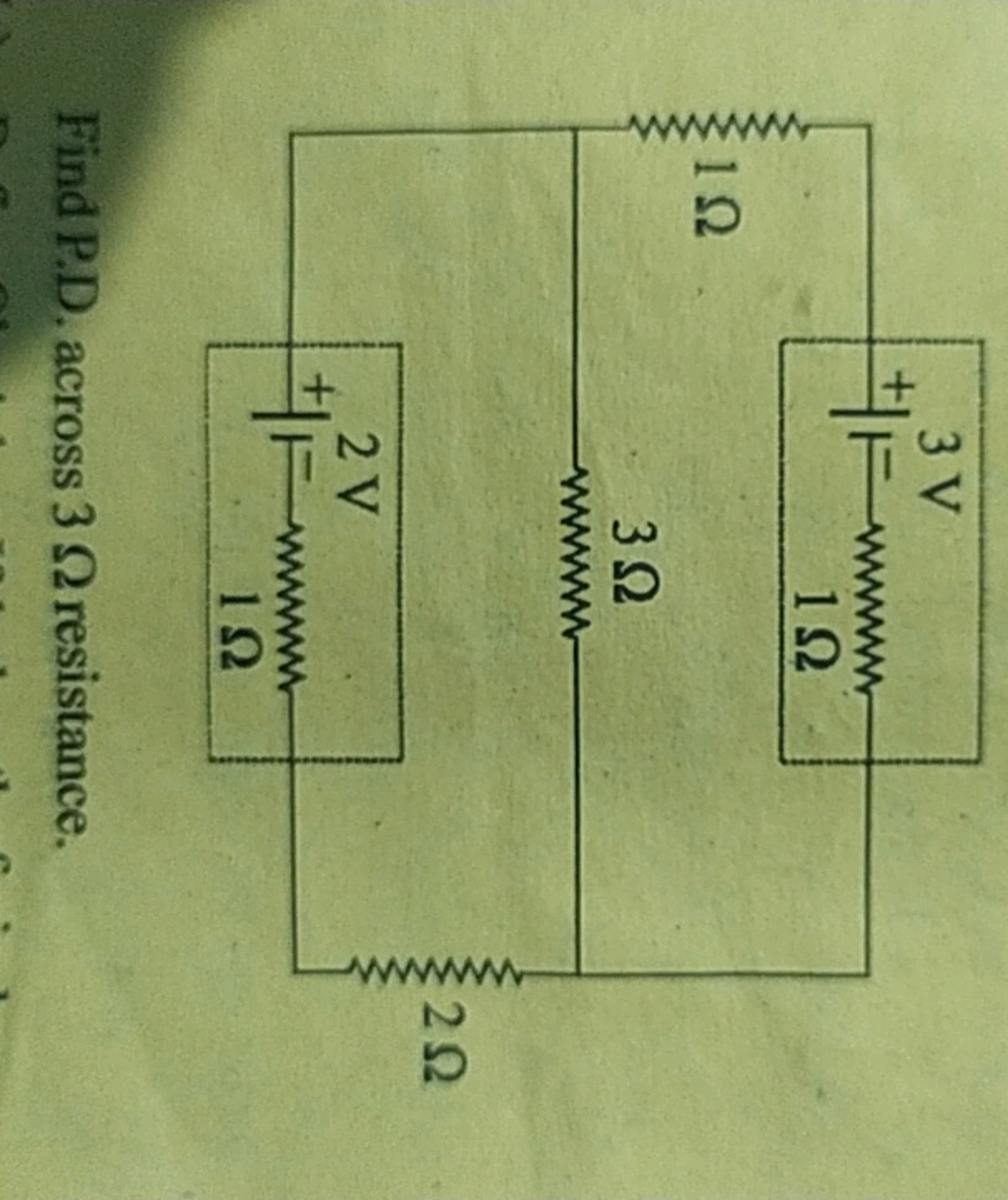 Find P.D. across 3Ω resistance.