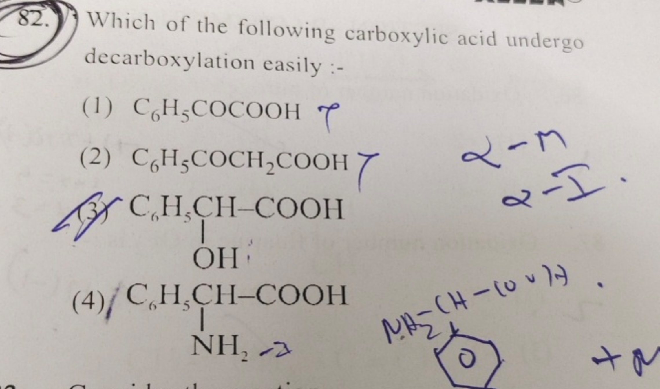 82. Which of the following carboxylic acid undergo decarboxylation eas